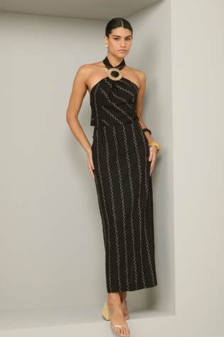 VESTIDO FRENTE UNICA DETALHE ARGOLA PRETO ANNE FERNANDES