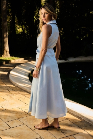 VESTIDO MIDI LINHO COM METAL LOFT747