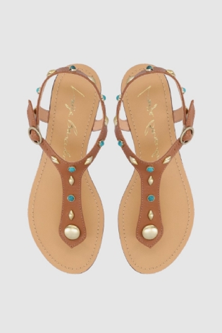 RASTEIRA DE DEDO EM COURO CARAMELO COM APLICAÇÕES LUIZA BARCELOS