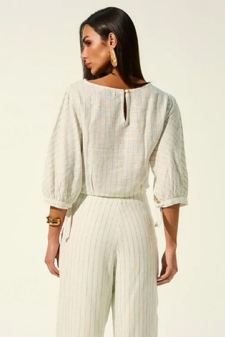 BLUSA EM LINHO LISTRADA LOFT747