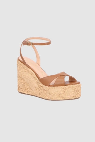 SANDÁLIA ANABELA EM COURO LUIZA BARCELOS