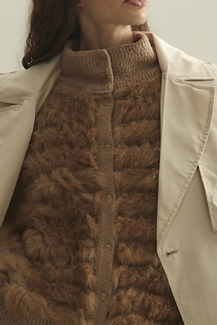 CASACO TRICOT BOUCLE LISTRA PELE MES