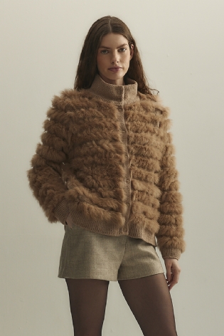 CASACO TRICOT BOUCLE LISTRA PELE MES